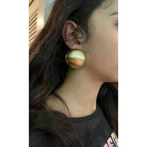 Large gold studs earrings large , huge round gold earrings chunky brushed metal